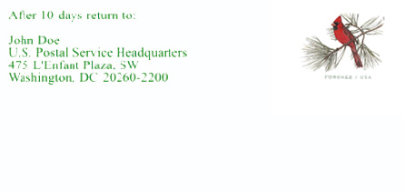 Envelope with Unofficial Retention Period Endorsement